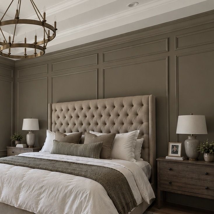 Bedroom with paneled accent wall