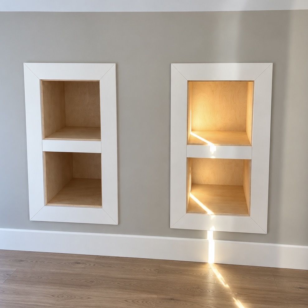 Recessed wall niches with lighting