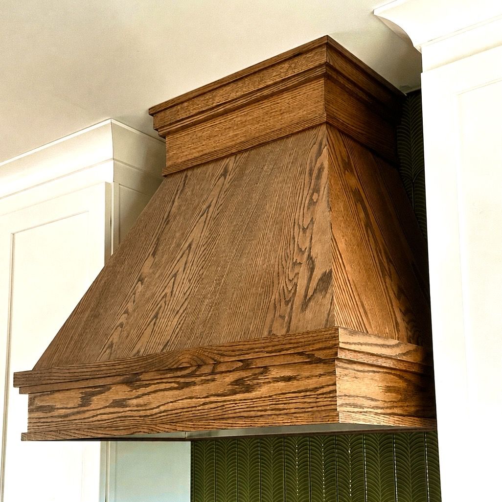 Custom built oak range hood